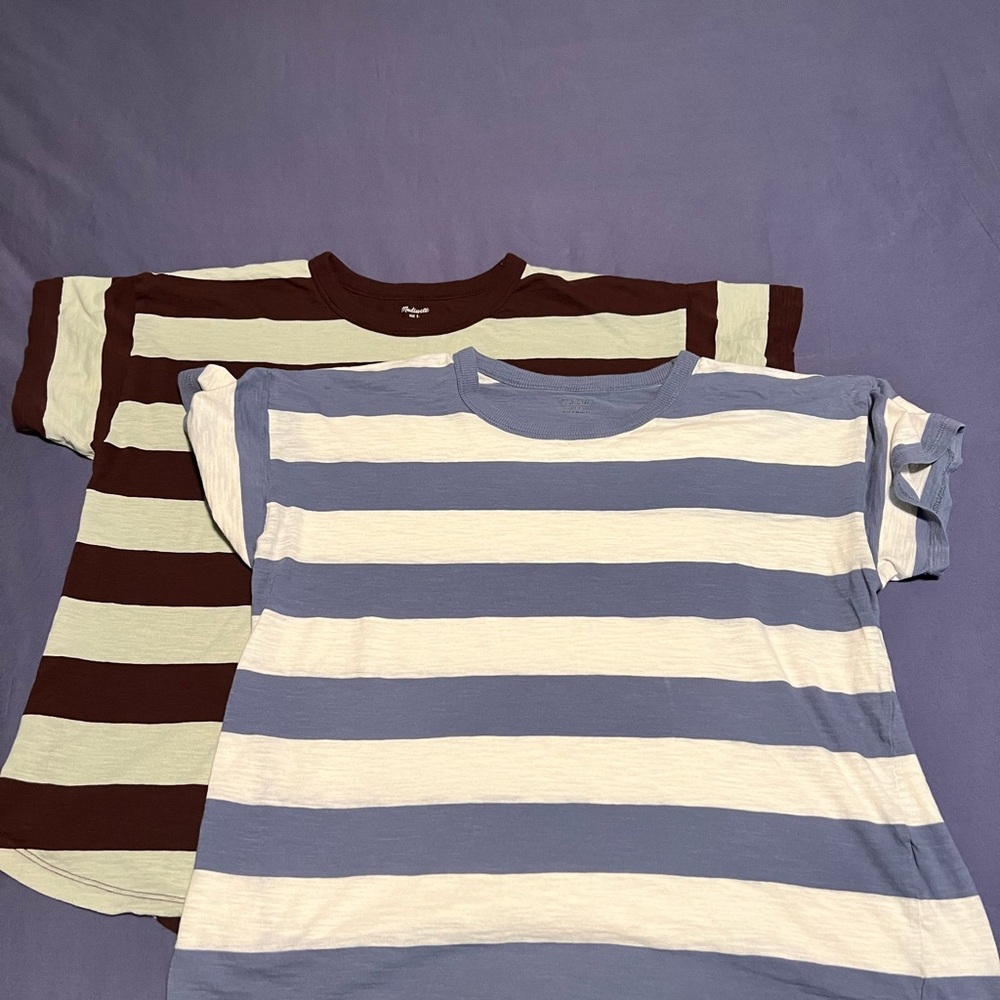 2 Madewell Striped T-Shirts - Blue and Brown